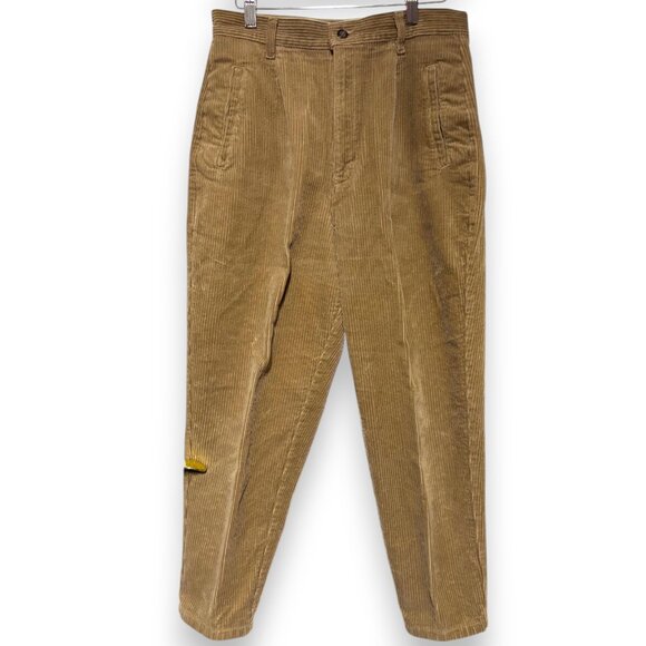 Essentials Style VTG 90s Y2K light brown corduroy high rise pleated pants sz 12 - Picture 1 of 12